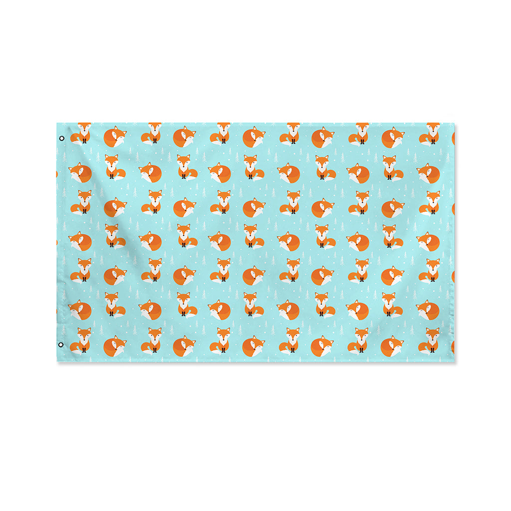Winter Fox Pattern Print Polyester Flag