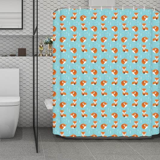 Winter Fox Pattern Print Polyester Shower Curtain