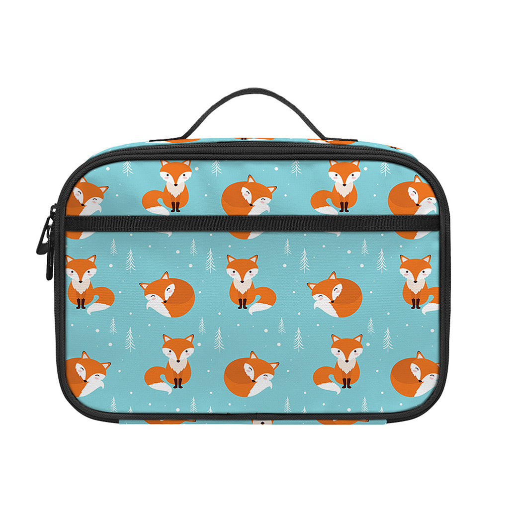 Winter Fox Pattern Print Portable Lunch Bag