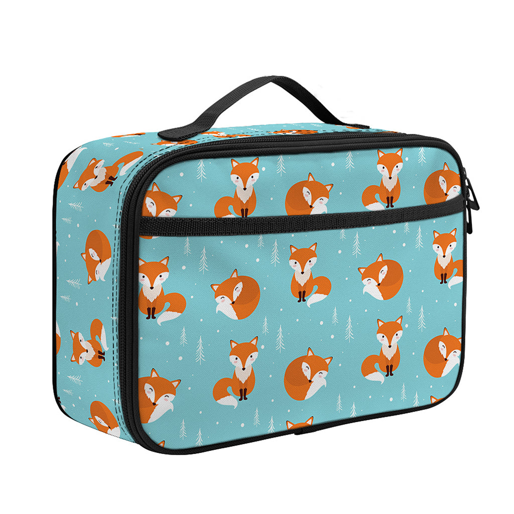 Winter Fox Pattern Print Portable Lunch Bag
