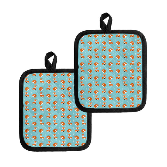 Winter Fox Pattern Print Pot Holders