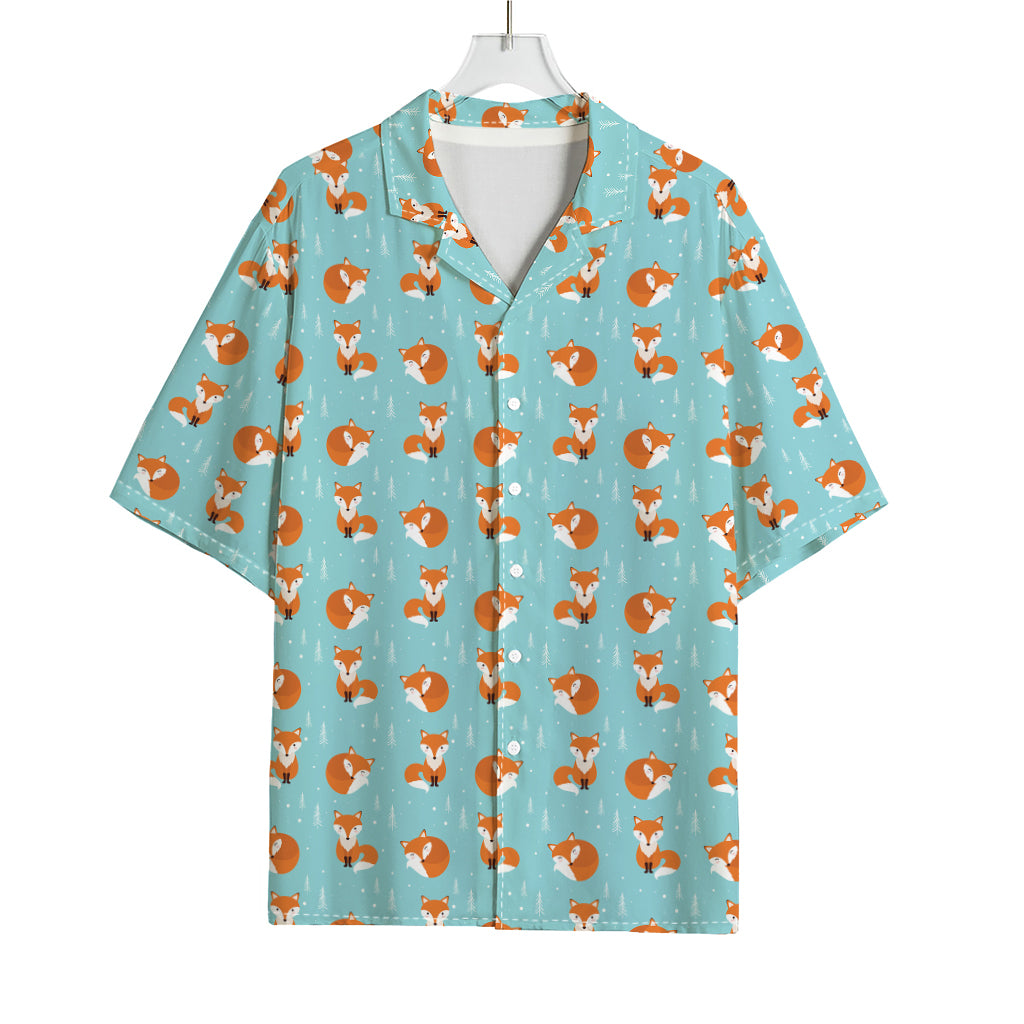 Winter Fox Pattern Print Rayon Hawaiian Shirt