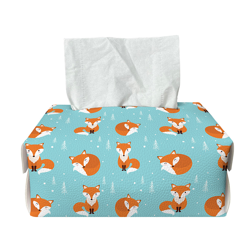 Winter Fox Pattern Print Rectangle Tissue Box Cover