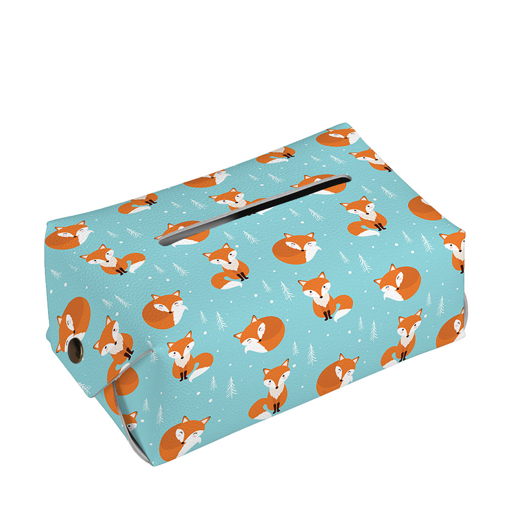 Winter Fox Pattern Print Rectangle Tissue Box Cover