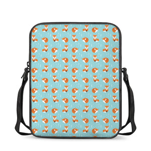 Winter Fox Pattern Print Rectangular Crossbody Bag