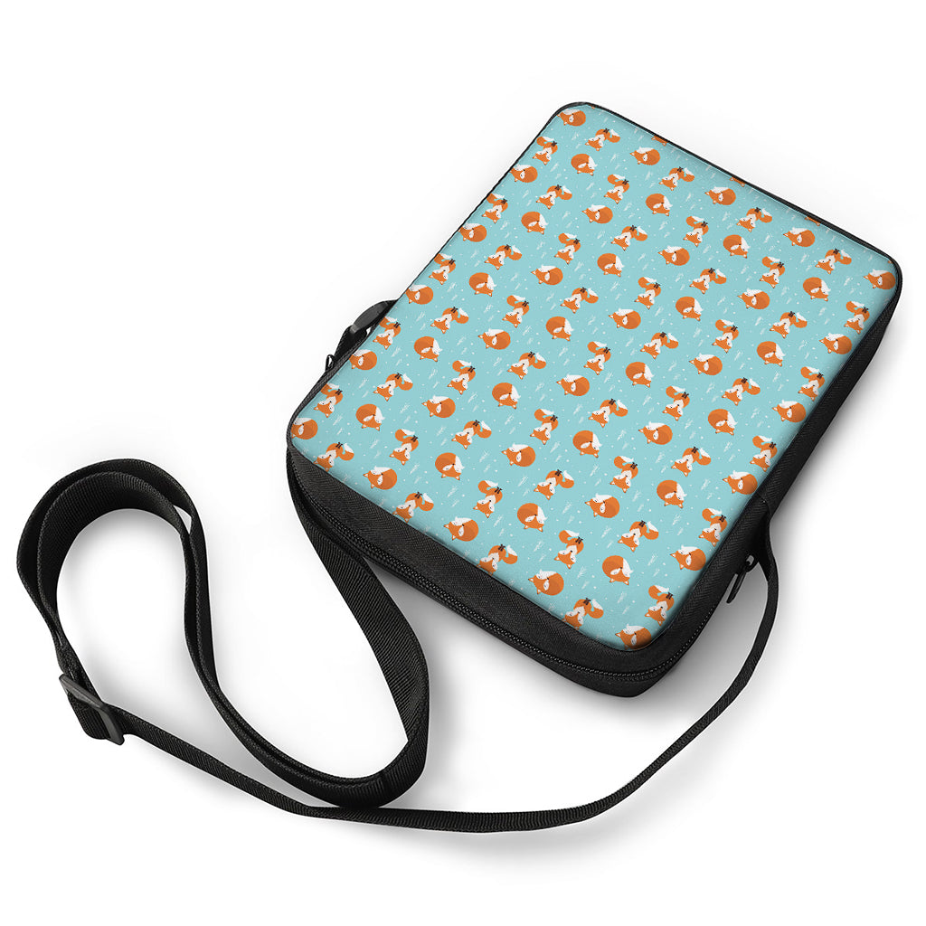 Winter Fox Pattern Print Rectangular Crossbody Bag