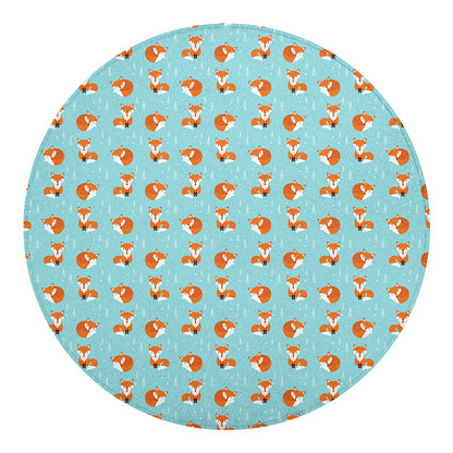 Winter Fox Pattern Print Round Blanket