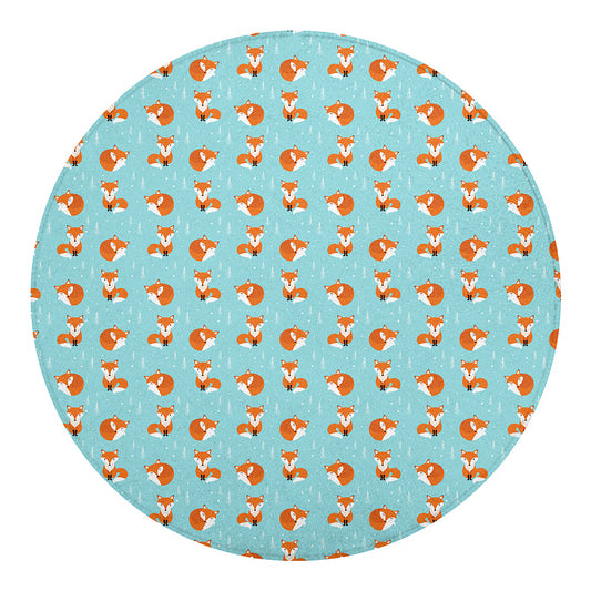 Winter Fox Pattern Print Round Blanket
