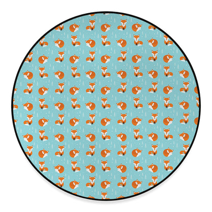 Winter Fox Pattern Print Round Floor Mat