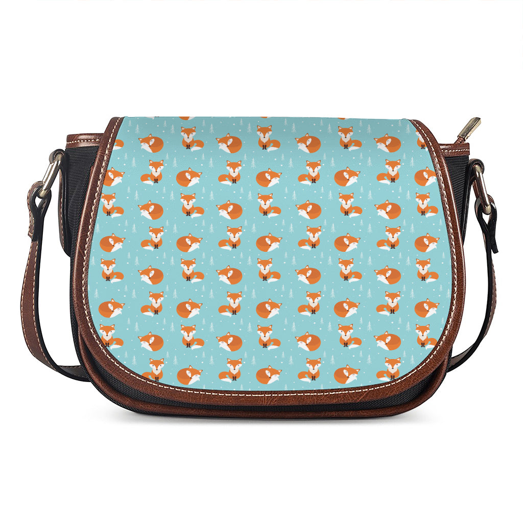 Winter Fox Pattern Print Saddle Bag