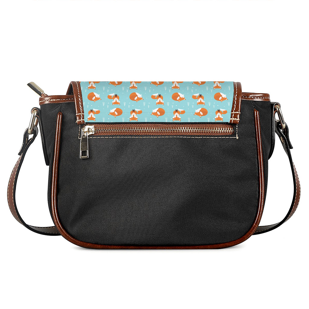 Winter Fox Pattern Print Saddle Bag