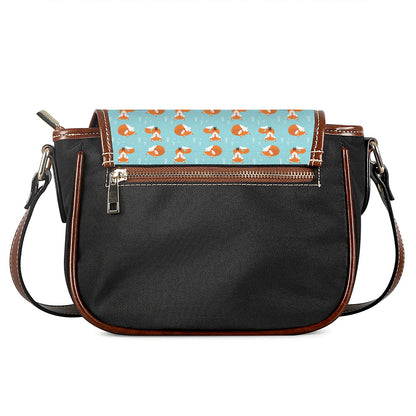 Winter Fox Pattern Print Saddle Bag