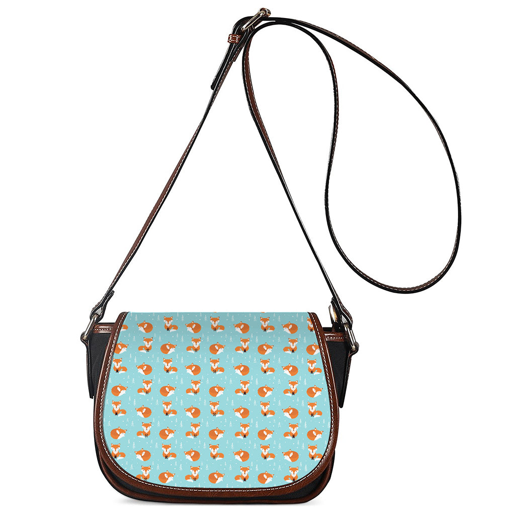 Winter Fox Pattern Print Saddle Bag