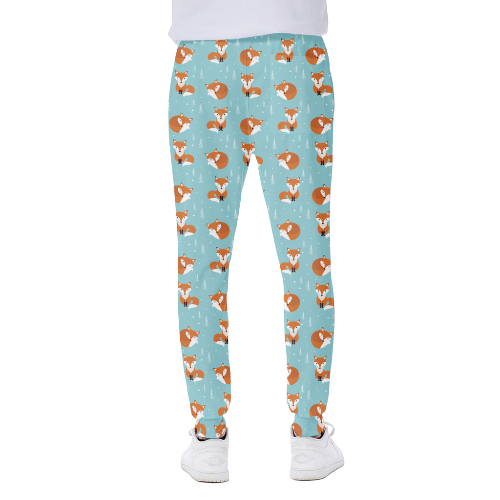 Winter Fox Pattern Print Scuba Joggers