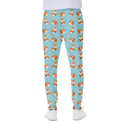 Winter Fox Pattern Print Scuba Joggers