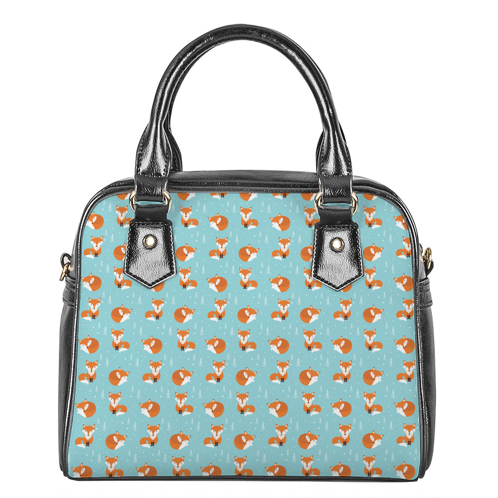 Winter Fox Pattern Print Shoulder Handbag