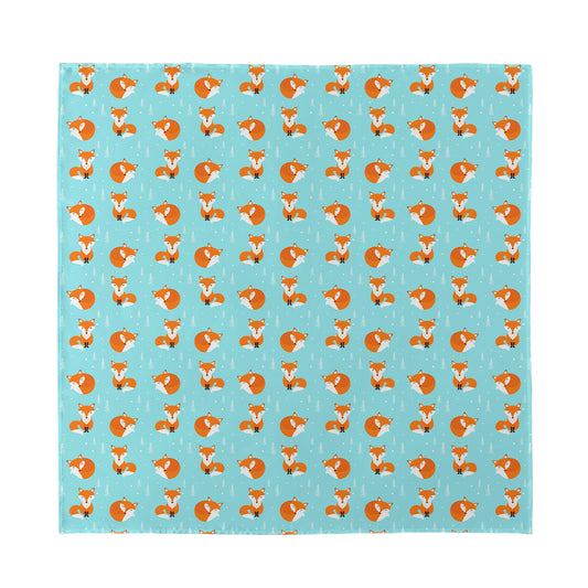 Winter Fox Pattern Print Silk Bandana