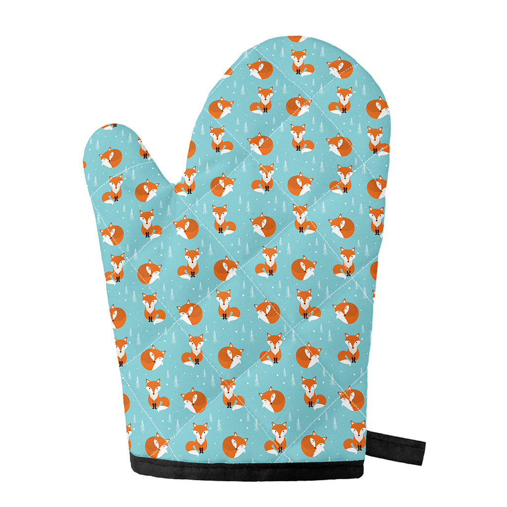 Winter Fox Pattern Print Single Oven Mitt