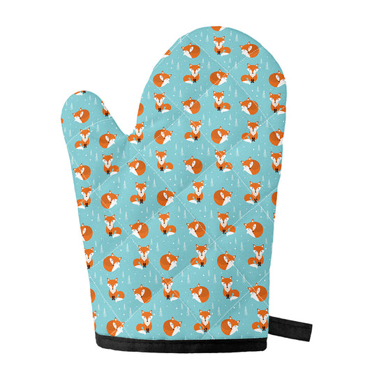 Winter Fox Pattern Print Single Oven Mitt