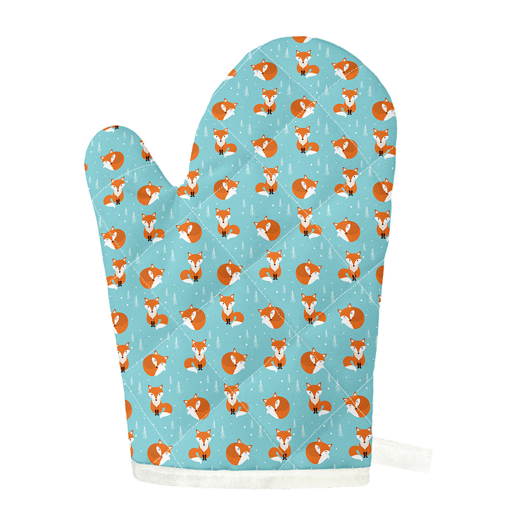 Winter Fox Pattern Print Single Oven Mitt