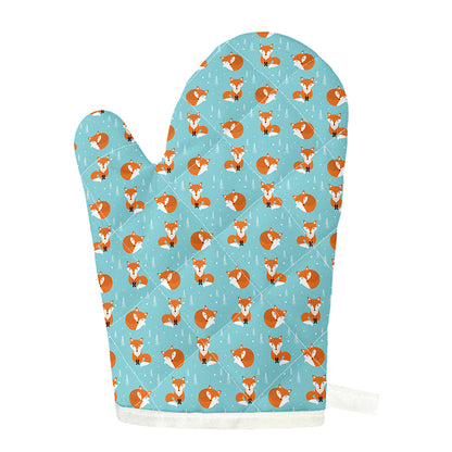 Winter Fox Pattern Print Single Oven Mitt
