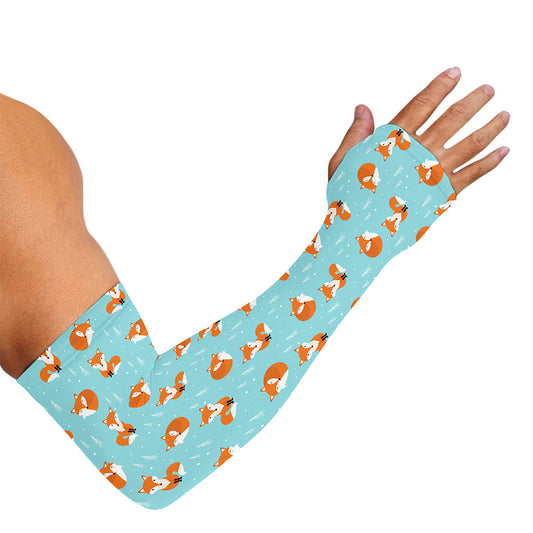 Winter Fox Pattern Print Sun Protection Arm Sleeves