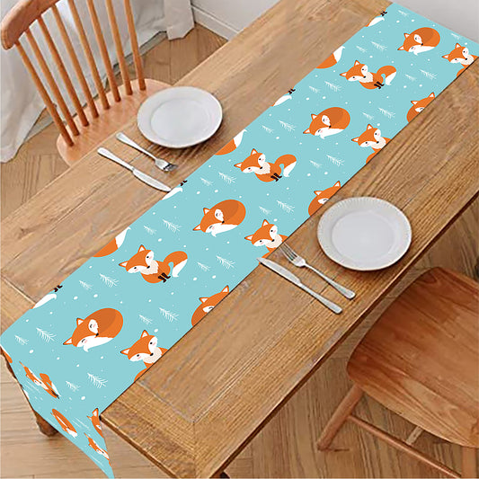 Winter Fox Pattern Print Table Runner