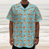 Winter Fox Pattern Print Textured Short Sleeve Shirt