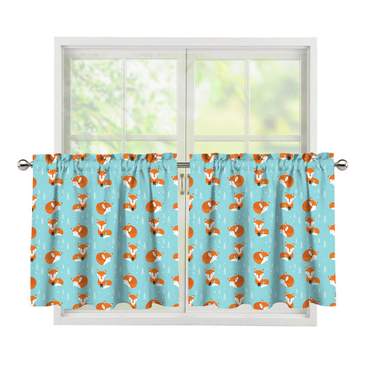 Winter Fox Pattern Print Tier Curtains