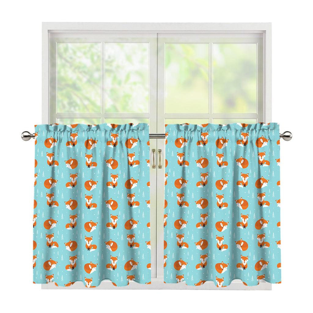 Winter Fox Pattern Print Tier Curtains