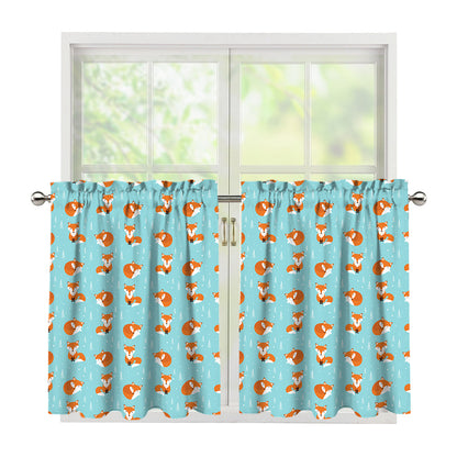 Winter Fox Pattern Print Tier Curtains