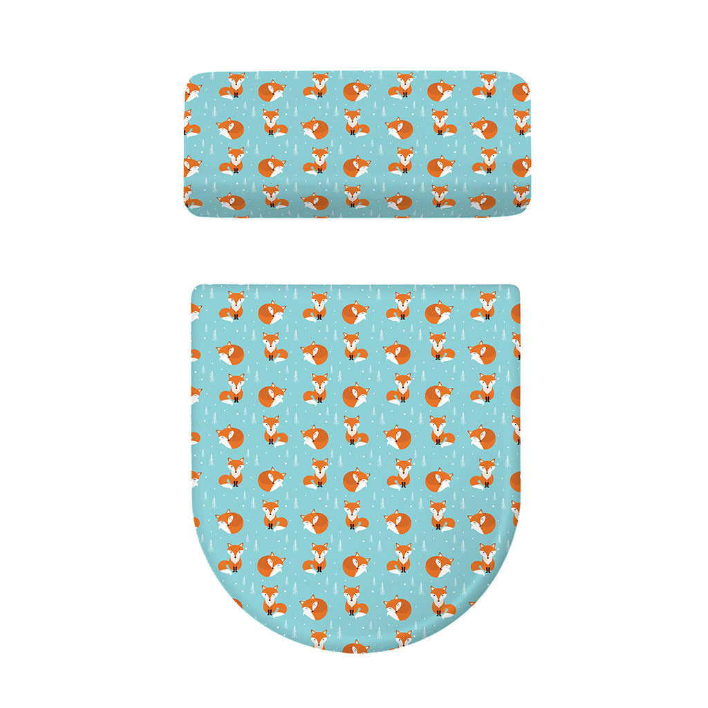 Winter Fox Pattern Print Toilet Lid And Tank Cover Set