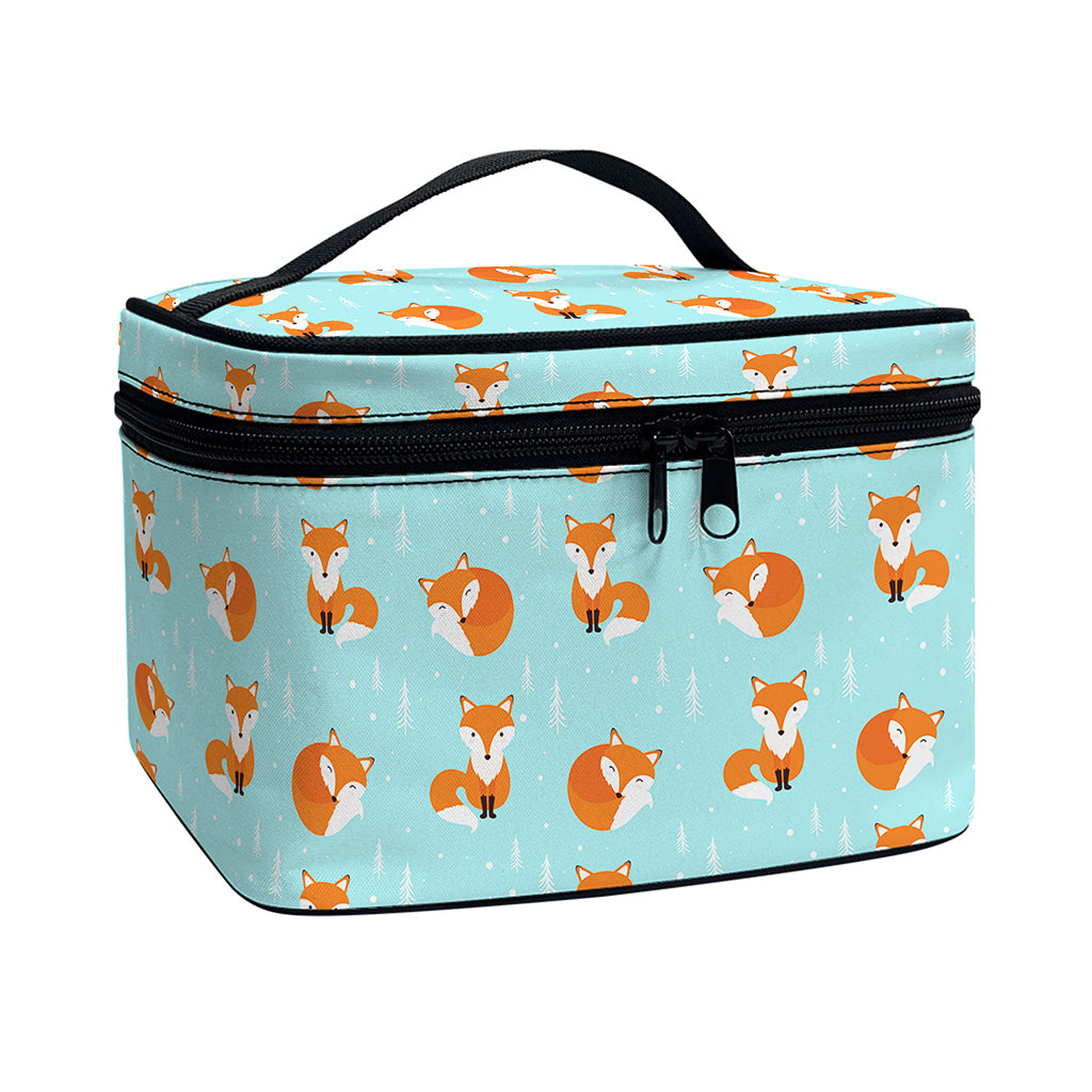 Winter Fox Pattern Print Travel Makeup Bag