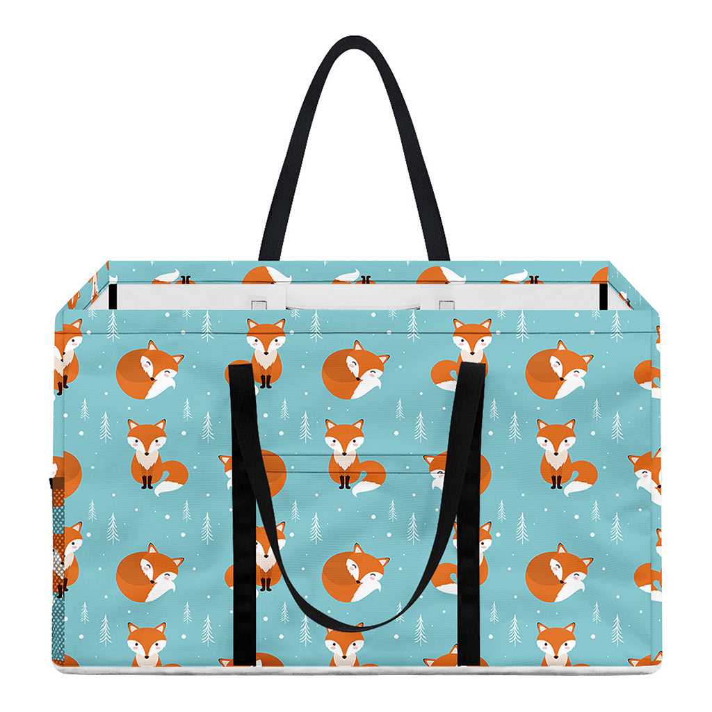Winter Fox Pattern Print Utility Tote Bag