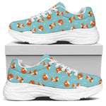 Winter Fox Pattern Print White Chunky Shoes