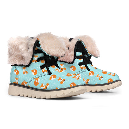 Winter Fox Pattern Print Winter Boots
