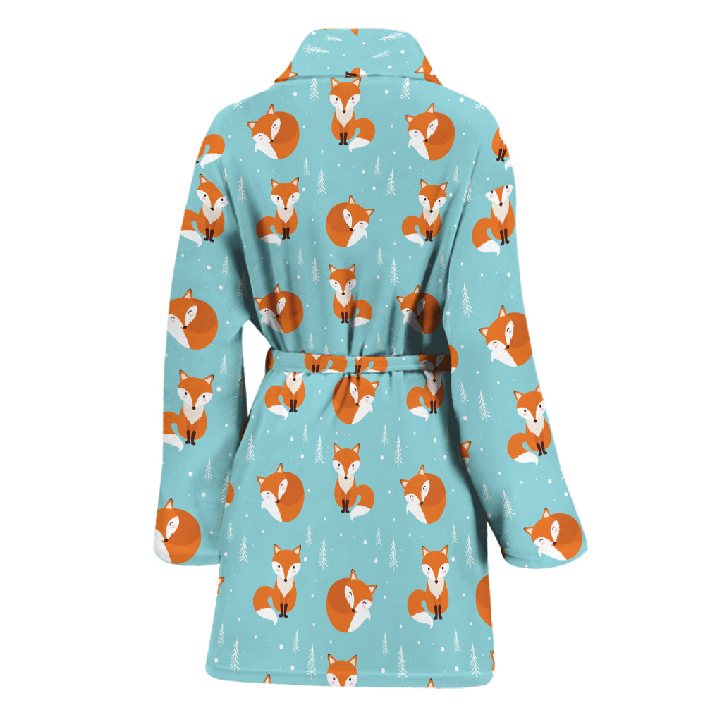 Winter Fox Pattern Print Women's Bathrobe