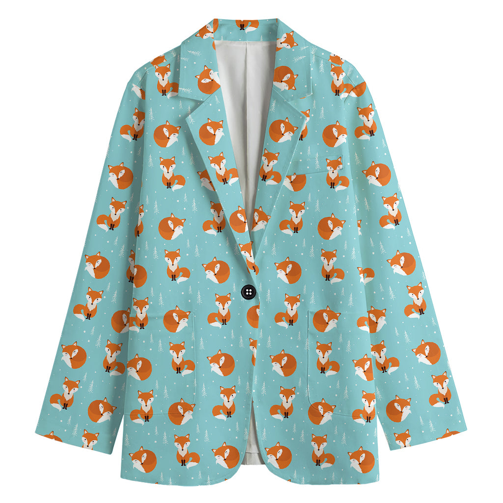 Winter Fox Pattern Print Women's Blazer