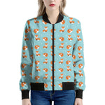 Winter Fox Pattern Print Women's Bomber Jacket