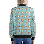 Winter Fox Pattern Print Women's Bomber Jacket