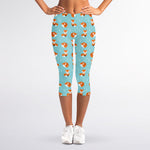 Winter Fox Pattern Print Women's Capri Leggings