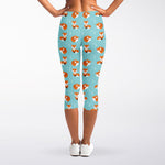 Winter Fox Pattern Print Women's Capri Leggings