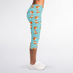 Winter Fox Pattern Print Women's Capri Leggings