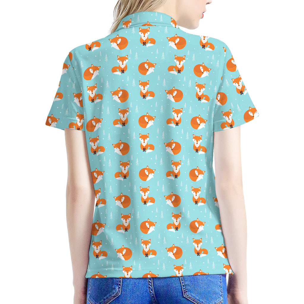 Winter Fox Pattern Print Women's Polo Shirt