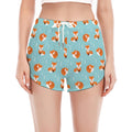 Winter Fox Pattern Print Women's Split Running Shorts