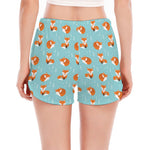 Winter Fox Pattern Print Women's Split Running Shorts