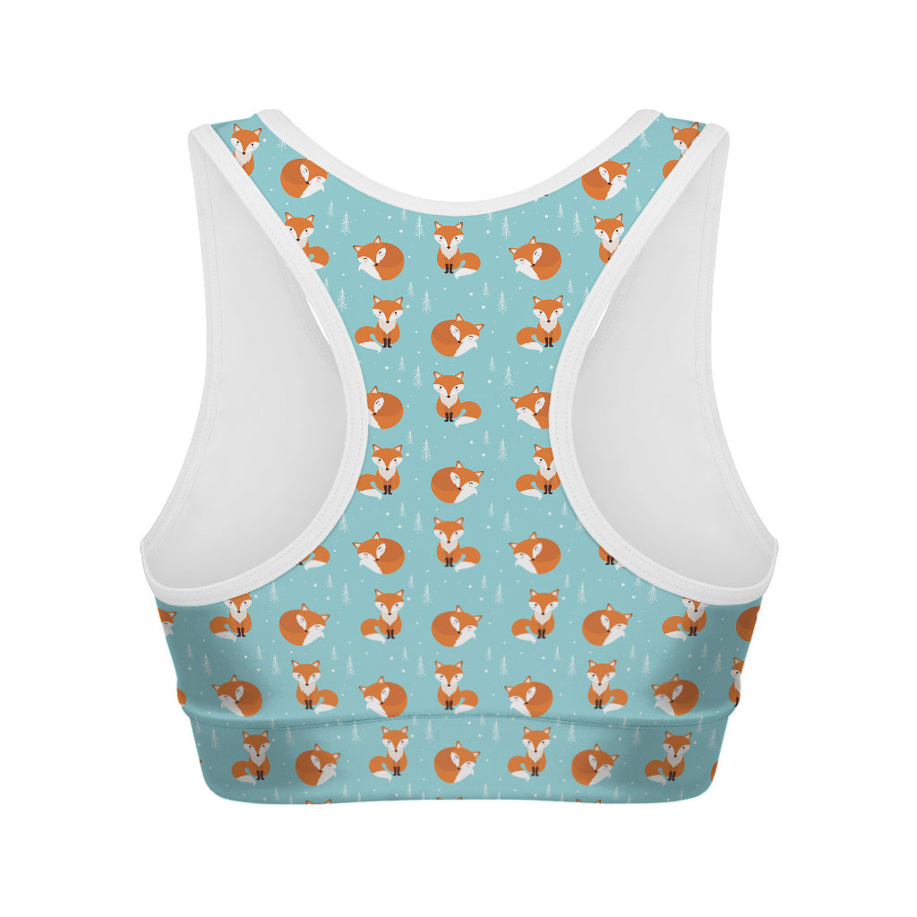 Winter Fox Pattern Print Women's Sports Bra