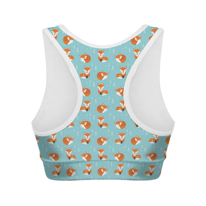 Winter Fox Pattern Print Women's Sports Bra