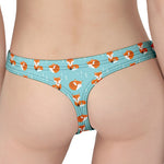 Winter Fox Pattern Print Women's Thong