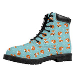Winter Fox Pattern Print Work Boots
